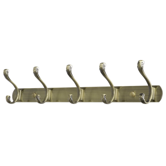 Uxcell 17.7" Dual 5 Hooks Coat Rack Wall Hooks Coat Hooks Zinc Alloy Bronze Tone 1pcs