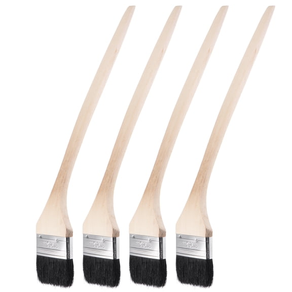 Uxcell 17" Length 3" Width Bristle with Long Wood Handle Black Bent Radiator Paint Brush 4Pack