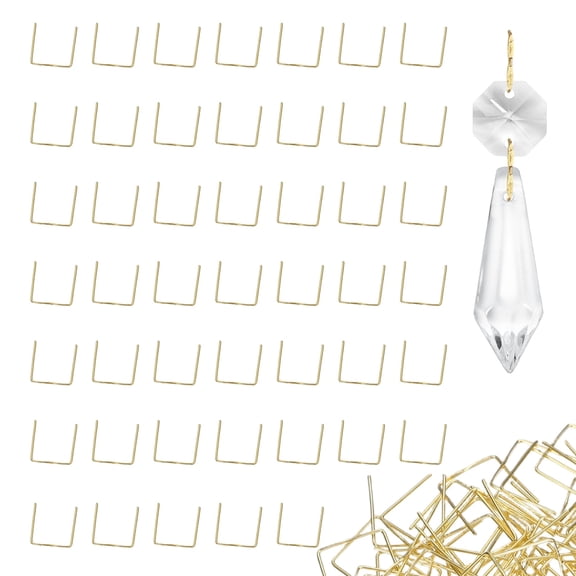 Uxcell 175 Pack Chandelier Crystal Hooks, 0.75 x 0.71 Inch Connector Clips Pins for Fasten Connecting [Copper, Gold]