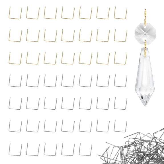 Uxcell 175 Pack Chandelier Crystal Hooks, 0.75 x 0.71 Inch Connector Clips for Fasten Connecting[Copper, Chrome & Gold]