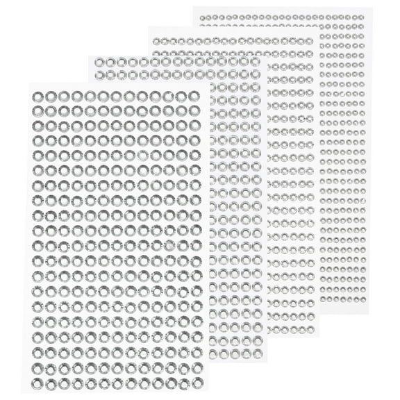 Uxcell Uxcell 1792 Pcs 4 Sheets Silver Rhinestone Stickers 3/4/5/6 mm Self Adhesive Rhinestones Gems for DIY Decoration Craft