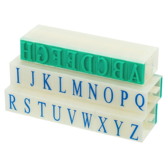 Uxcell 17mm Plastic 26 Digits Font Size 1 Alphabet A-Z Detachable Letter Stamp Set