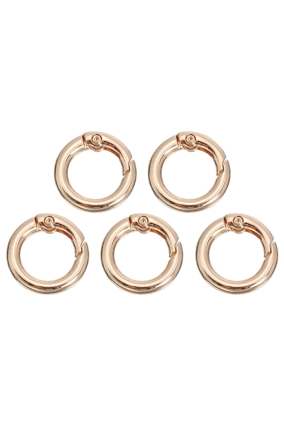 17mm Spring O Ring Round Snap Clip, Circle Trigger Keyrings Buckle Small Clamp Clasp Gold Tone 5 Pcs
