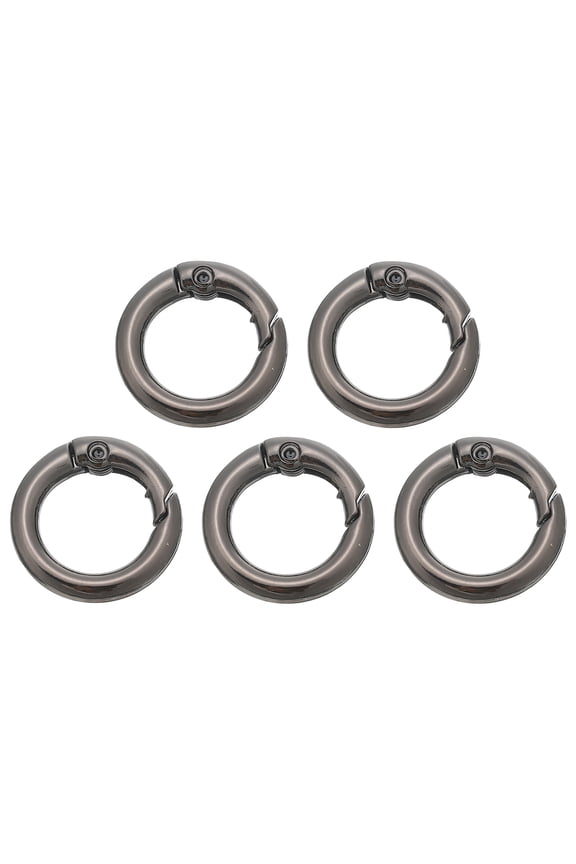 17mm Spring O Ring Round Snap Clip, Circle Trigger Keyrings Buckle Small Clamp Clasp Gray 5 Pcs