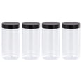 thumbnail image 1 of Uxcell Round Polyethylene Terephthalate Jars Clear Empty Containers with Black Screw Top Lid 4 Pack 17 oz, 1 of 5
