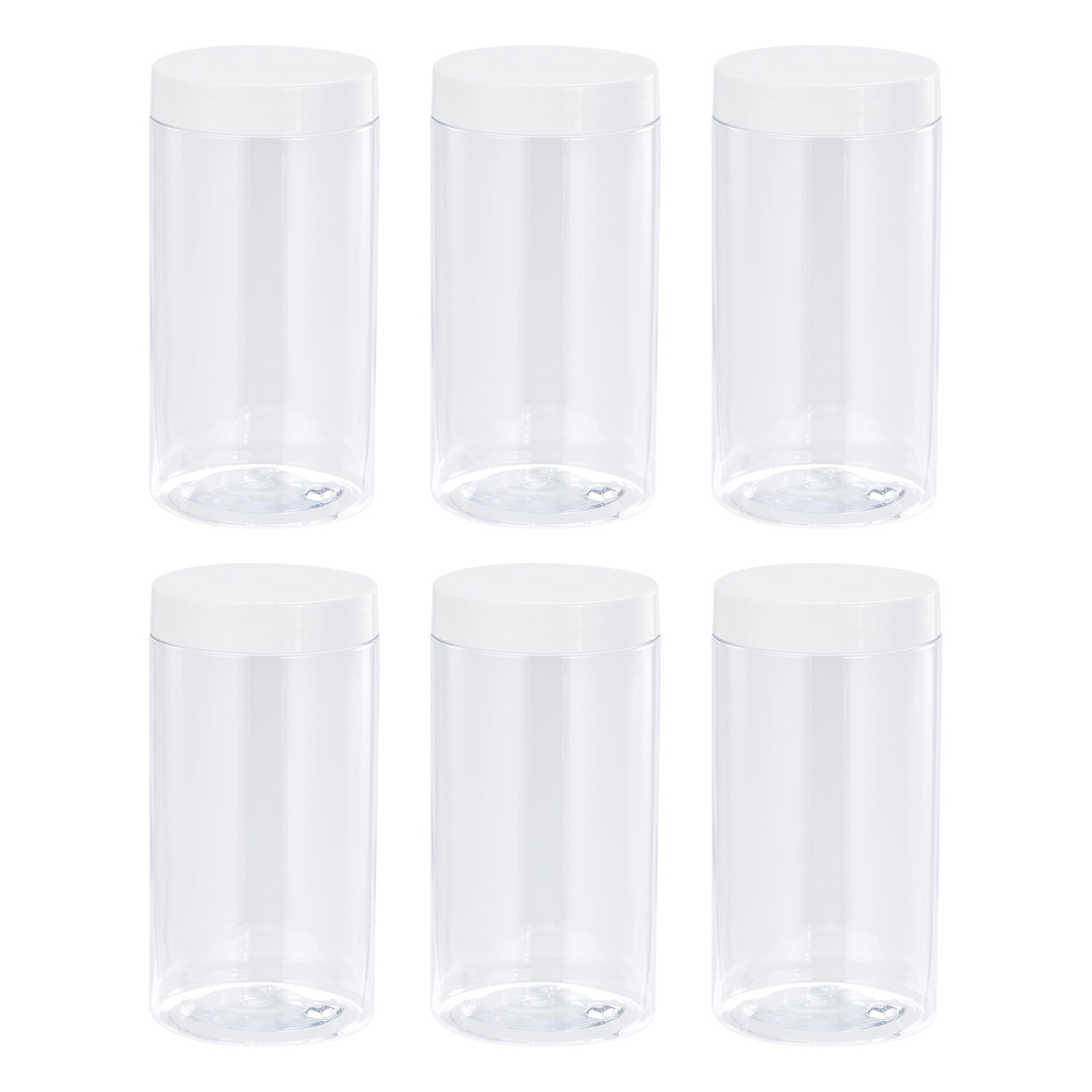 Uxcell 17oz/ 500ml Round Plastic Jars with White Screw Top Lid for ...