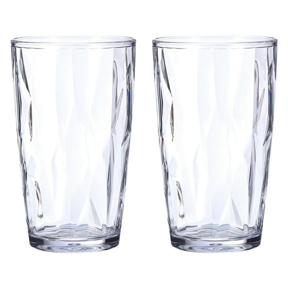 Uxcell 17oz Acrylic Drinking Glasses, 2Pack Plastic Reusable Tumblers Drinkware for Home Outdoors, Transparent