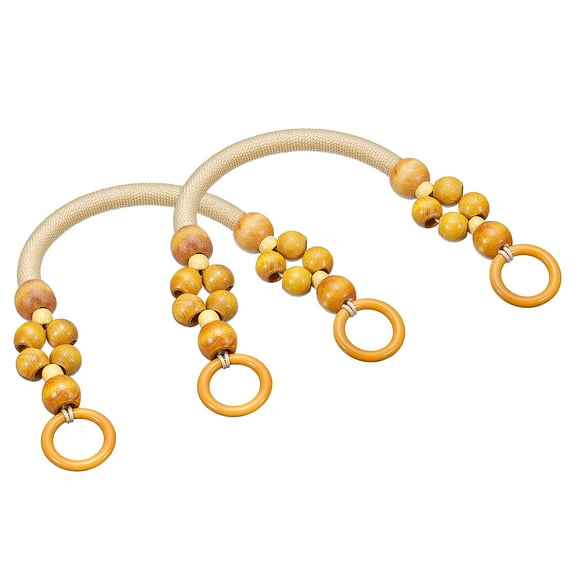 Uxcell 18.1" Wooden Beaded Bag Handles Purse Handle for Bag Making, 2Pack Light Brown