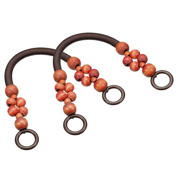 Uxcell 18.1" Wooden Beaded Bag Handles Purse Handle for Purse Making, 2Pack Red Brown