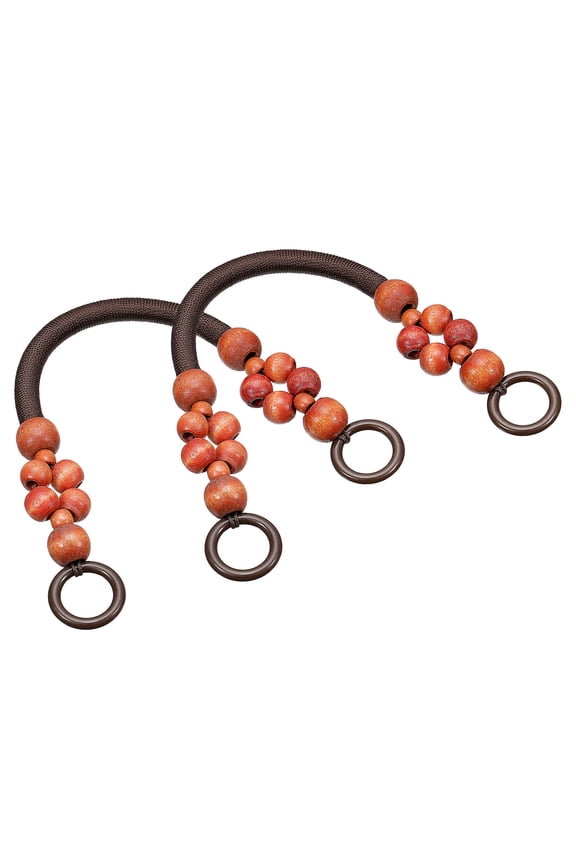 18.1" Wooden Beaded Bag Handles Purse Handle for Purse Making, 2Pack Red Brown