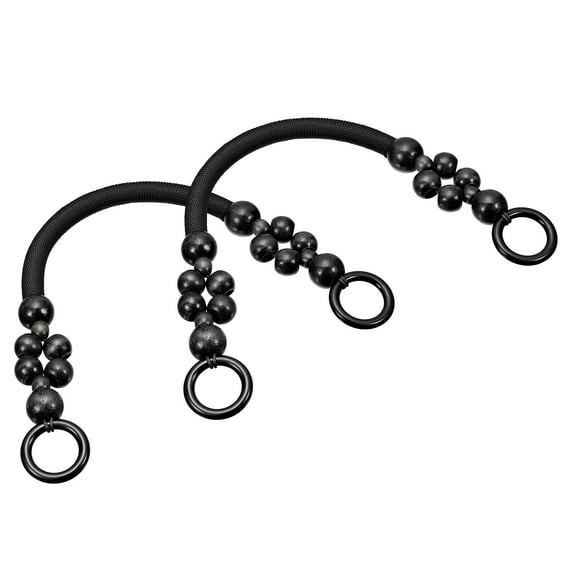 Uxcell 18.1" Wooden Beaded Bag Handles Purse Strap Handle for Purse Making, 2Pack Black