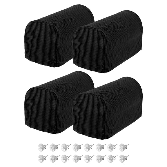 Uxcell 18-21'' x 6.7-8'' x 8-11'' Stretch Armrest Cover Armchair Anti-Slip Slipcover for Sofa Couch Black 4 Pcs