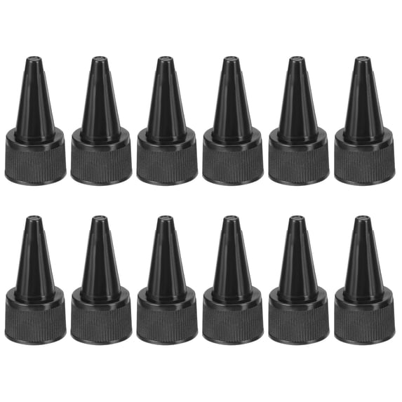 Uxcell 18/410 Twist Bottle Caps, 12Pcs Plastic Squeeze Bottle Replacement Caps, Black