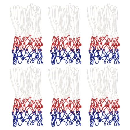 Uxcell 18.5" 5.5mm PP Basketball Hoop Rim Net Replacement for Indoor Outdoor, White Red Blue 6 Pack