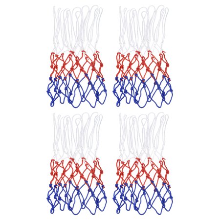 Uxcell 18.5" 5.5mm Polyester Basketball Hoop Rim Net Replacement, White Red Blue 4 Pack