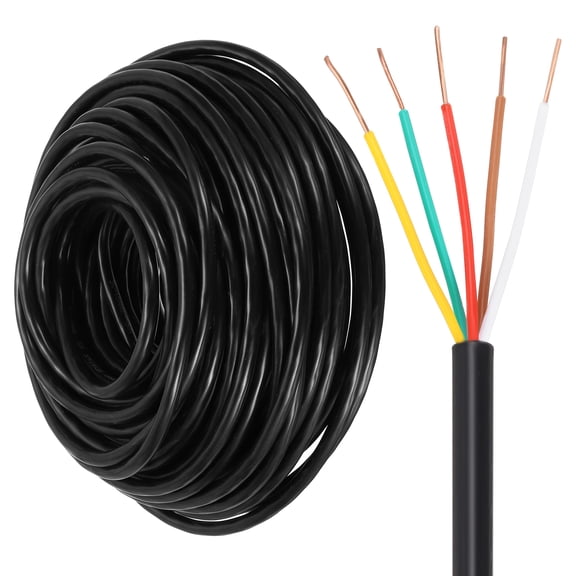 Uxcell 18/5 Sprinkler Wire, 100ft 18 Gauge 5 Conductor Solid Irrigation Wire, Polyvinyl Chloride Jacket Sprinkler Cable for Underground Irrigation System, Field Central Control System, Thermostat