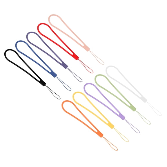 Uxcell 18.5cm Silicone Wrist Strap Lanyards, 10 Pcs Short Soft Lanyard Wristlet String Badge Lanyard, 10 Colors Style 2