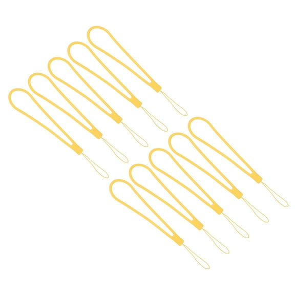 Uxcell 18.5cm Silicone Wrist Strap Lanyards, 10 Pcs Short Soft Lanyard Wristlet String Badge Lanyard, Yellow Style 2