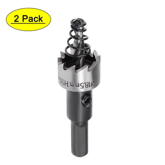 Uxcell 18.5mm HSS Hole Saw Drill Bit Opener for Stainless Steel Alloy Metal 2 Pack