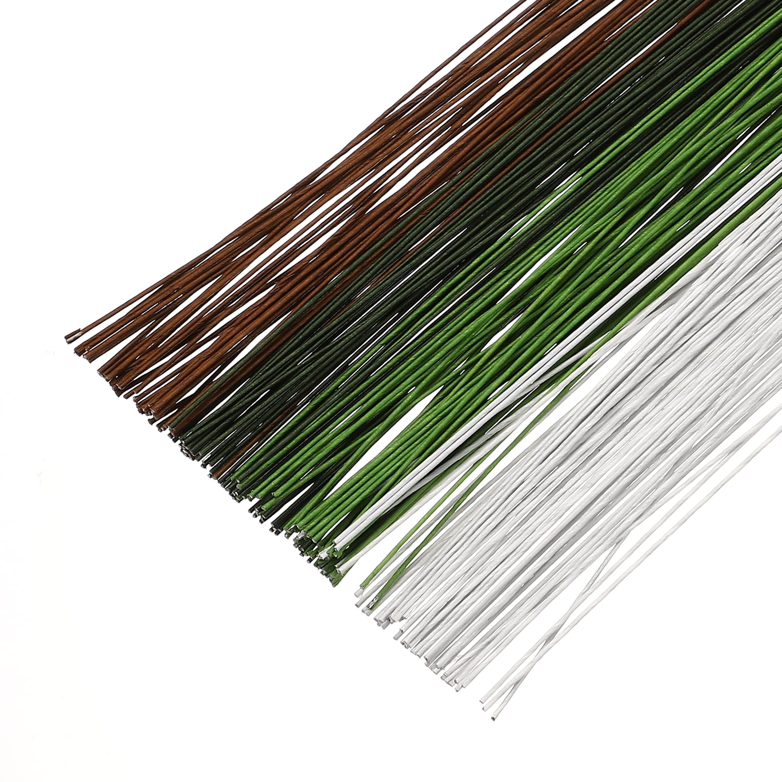 Uxcell 18 Gauge 14.2" Floral Wire Stems, 150 Pcs Paper Wrapped Iron Wire for Artificial Flower Making DIY Crafts Christmas Wreaths Floral Arrangements, Dark Green/White/Coffee