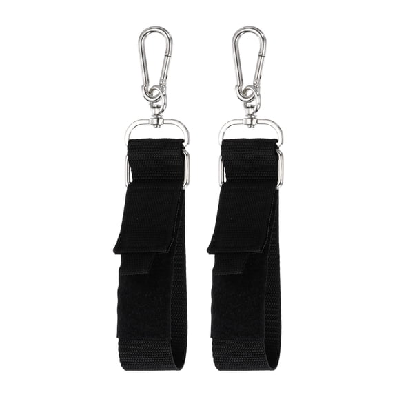 Uxcell 18 Inch Hook Hang Storage Straps, 2 Pcs Hook and Loop Extension Cord Hanger Holder Organizer with Snap Hooks for Power Cables Rope Hoses Hanging Garage Wall, Black