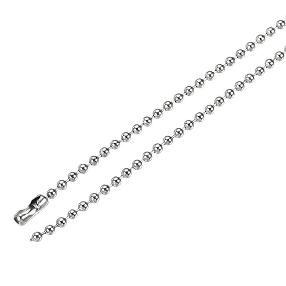 Uxcell 18" Long 0.1" Diameter Beaded Link Pull Chain Extension 304 Stainless Steel Silver Tone 3pcs