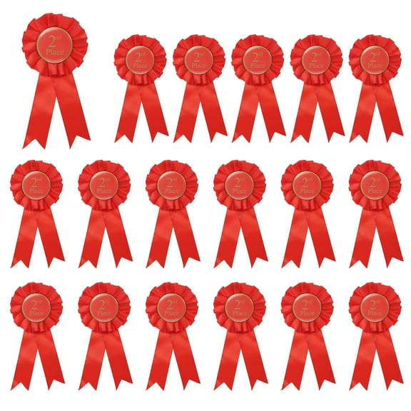 Uxcell 18 Pcs Award Ribbons, 2nd Place Winner Recognition Ribbon Participation Medal Ribbons for Competitions, Red