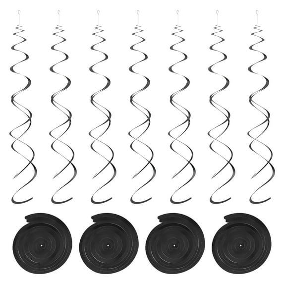 Uxcell 18 Pcs Black Party Hanging Double Strip Hanging Decorations Plastic Ceiling Streamers with Hang Tag Hook