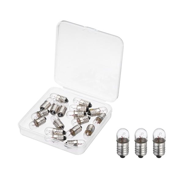 Uxcell 18 Pcs E10 Miniature Screw Base Light Bulbs, 12V 0.25A Mini Light Bulbs Flashlight Replacement Lamp 3W with Box for Home DIY Circuit Electrical Experiment, Warm Yellow Light