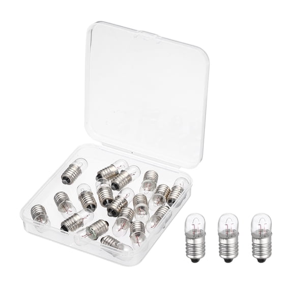 Uxcell 18 Pcs E10 Miniature Screw Base Light Bulbs, 12V 0.4A Mini Light Bulbs Flashlight Replacement Lamp 4.8W with Box for Home DIY Circuit Electrical Experiment, Warm Yellow Light