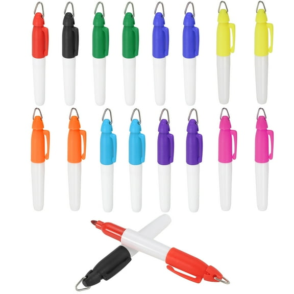 Uxcell 18 Pcs Mini Permanent Markers with Clips Golf Ball Markers Pen Badge Ink Pens for Home Office Sports, Multicolor