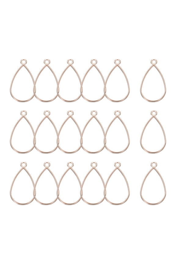 18 Pcs Open Bezel, Teardrop Resin Bezels Pendants Open Back Bezels for DIY Crafts Rose Gold