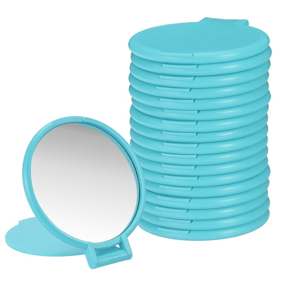 Uxcell 18 Pcs Round Compact Mirror Bulk, Mini Pocket Folding Makeup Mirrors Small Portable Makeup Stuffs for Purse, Women Girls Travel Daily Use Party Gifts, Sky Blue