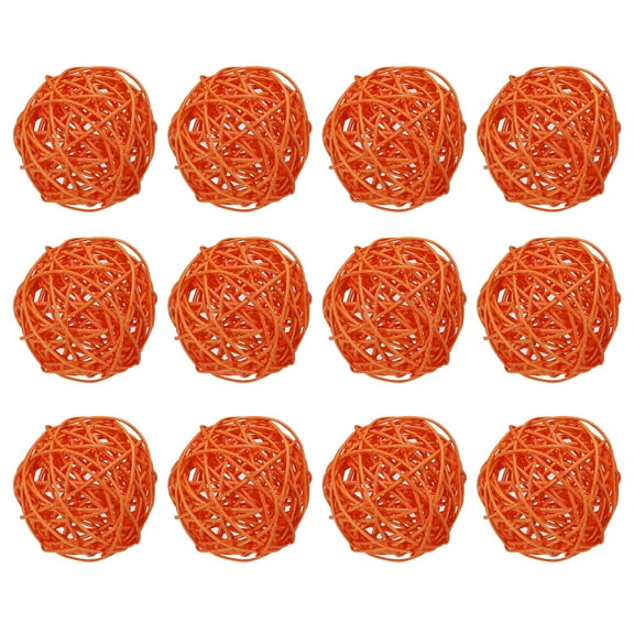 Uxcell 18 Pcs Wicker Rattan Balls Decorative Balls 2.8Inch for Vase Fillers ,Wedding ,Party ,Orange