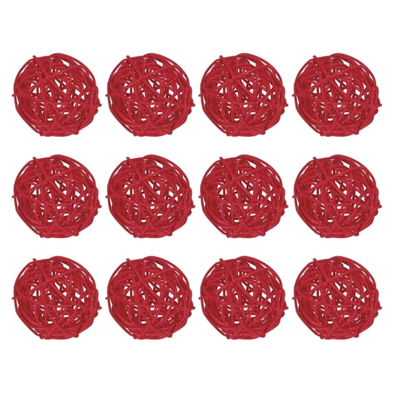 Uxcell 18 Pcs Wicker Rattan Balls Decorative Balls 2Inch for Vase Fillers ,Wedding ,Party , Red