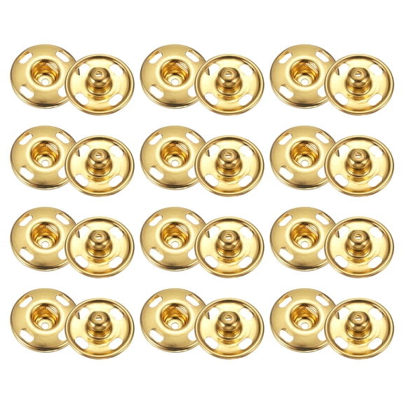 Uxcell 18 Set Sew-on Snap Buttons 17mm Metal Snap Fastener Buttons, Gold