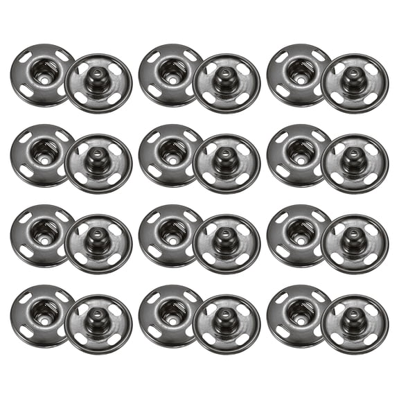 Uxcell 18 Set Sew-on Snap Buttons 17mm Metal Snap Fastener Buttons, Gunmetal