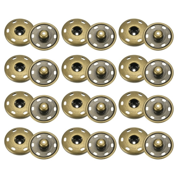 Uxcell 18 Set Sew-on Snap Buttons 19mm Metal Snap Fastener Buttons, Bronze