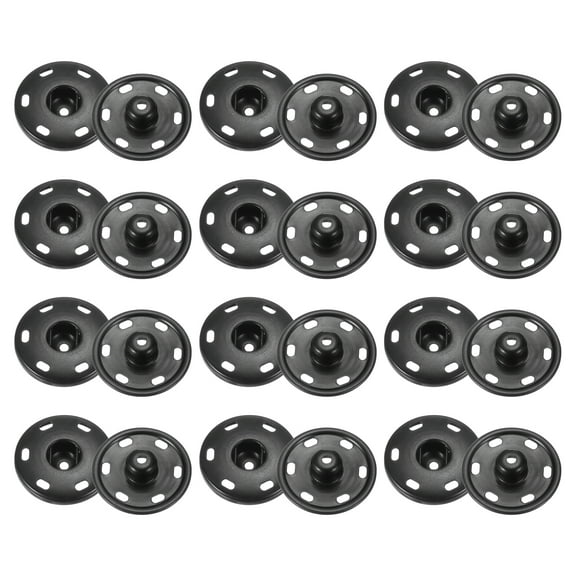 Uxcell 18 Set Sew-on Snap Buttons 21mm Metal Snap Fastener Buttons, Black