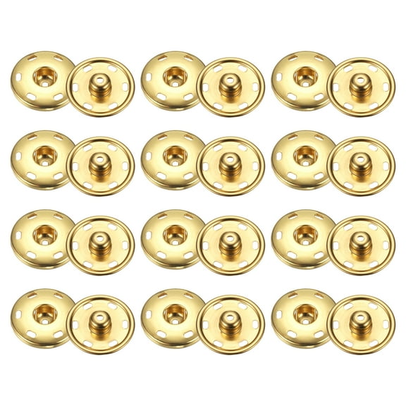 Uxcell 18 Set Sew-on Snap Buttons 21mm Metal Snap Fastener Buttons, Gold