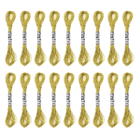 Uxcell 18 Skeins Embroidery Floss, Metallic Embroidery Thread Gold Tone