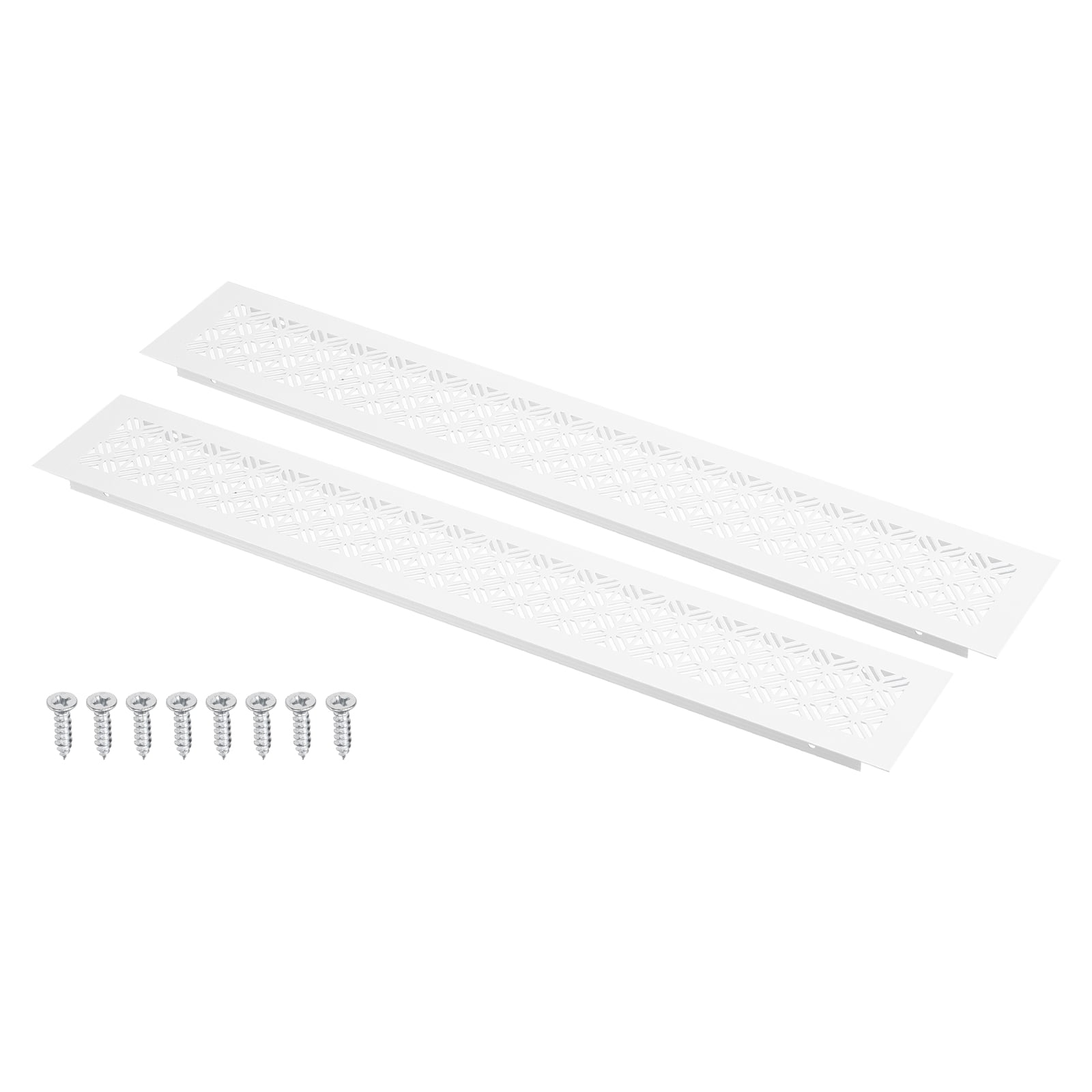 Uxcell 18 x 3 Inch (Duct Openings) Air Vent Cover, 2Set Aluminum Grille Ventilation Cover Louvered with Mounting Screws for Cabinet Wardrobe Door, White (20 x 3 Inch Outer Size)