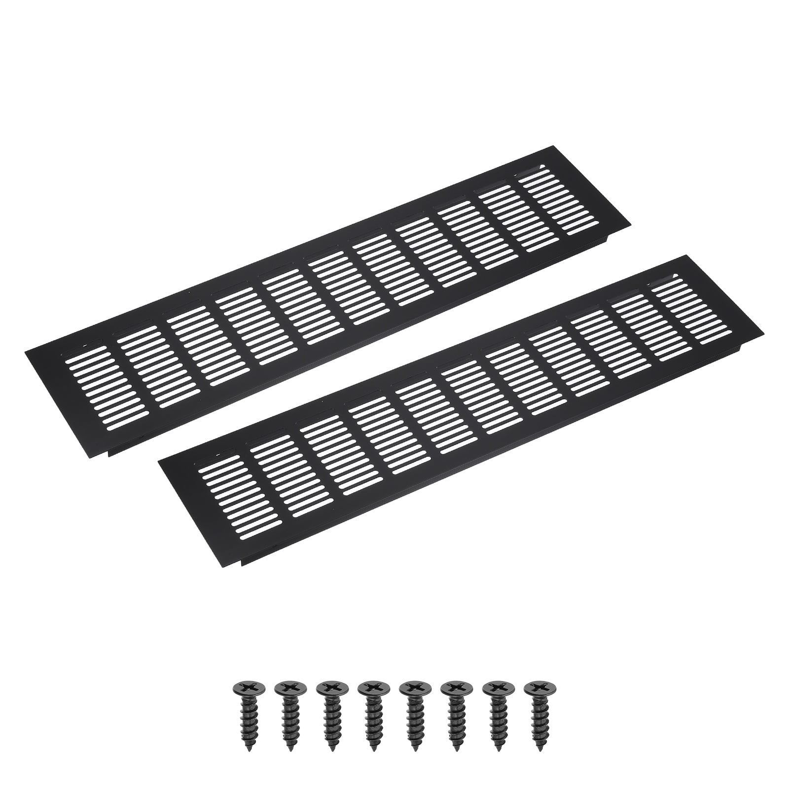 Uxcell 18 x 4" Rectangle Ventilation Grille 2Pcs Aluminum Air Vent Cover Black