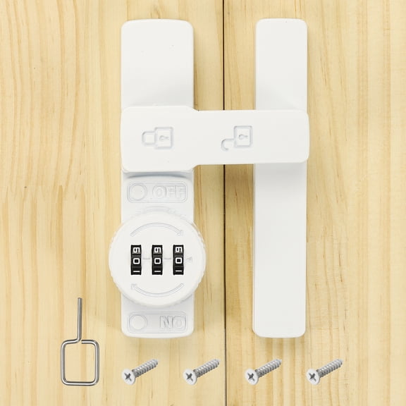 Uxcell 180 Degree Flip Sliding Barn Door Lock Mechanical Keyless 3 Digit Password Combination Lock for Sliding Door Windows Cabinets, White