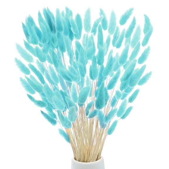 Uxcell 180-Pack Bunny Tails Grass 17 Inch Fluffy Rabbit Tail Grass Dried Flowers for Home/Wedding [Blue]