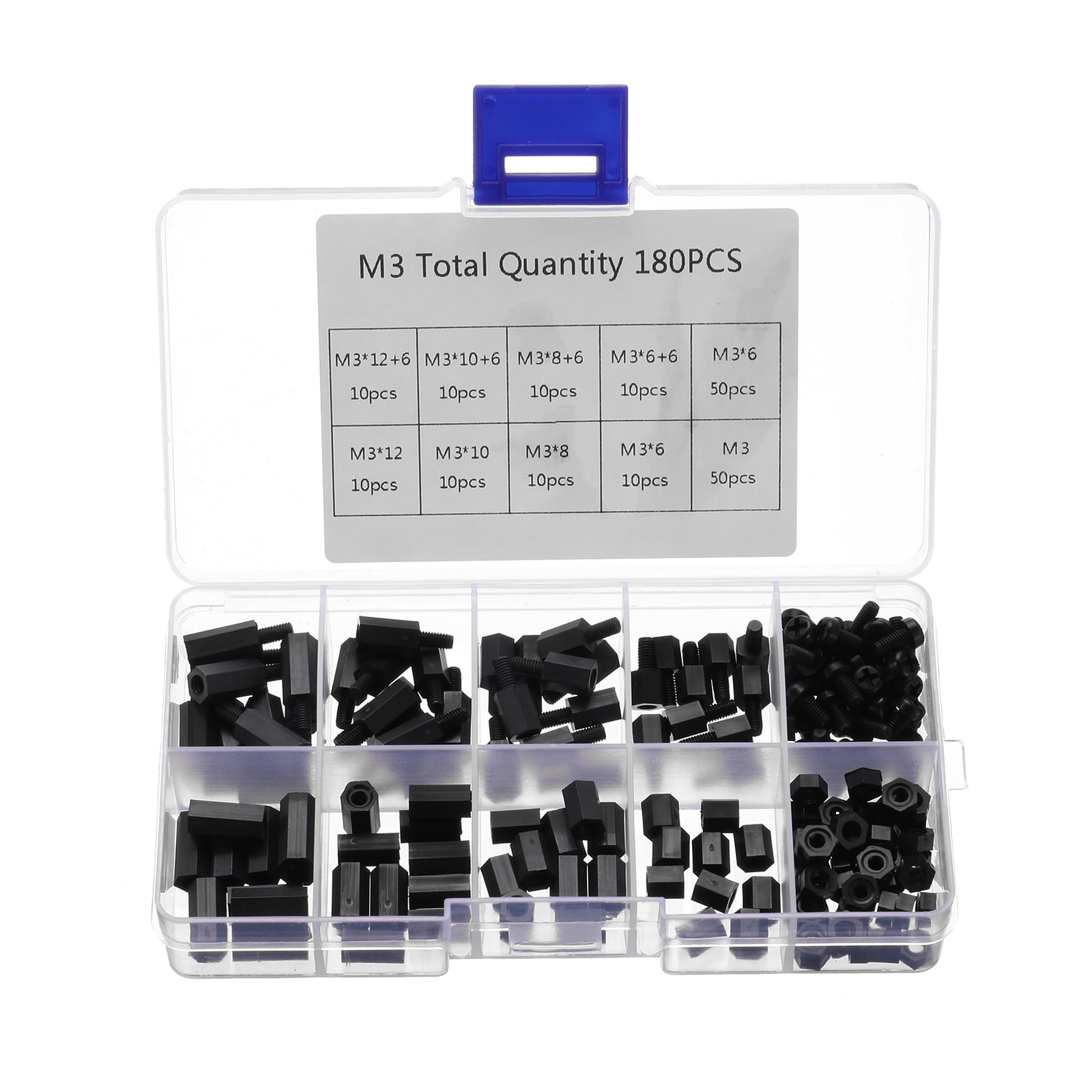 Uxcell 180 Pack M3 Male Female Nylon Hex Spacer Standoffs Screws Nuts