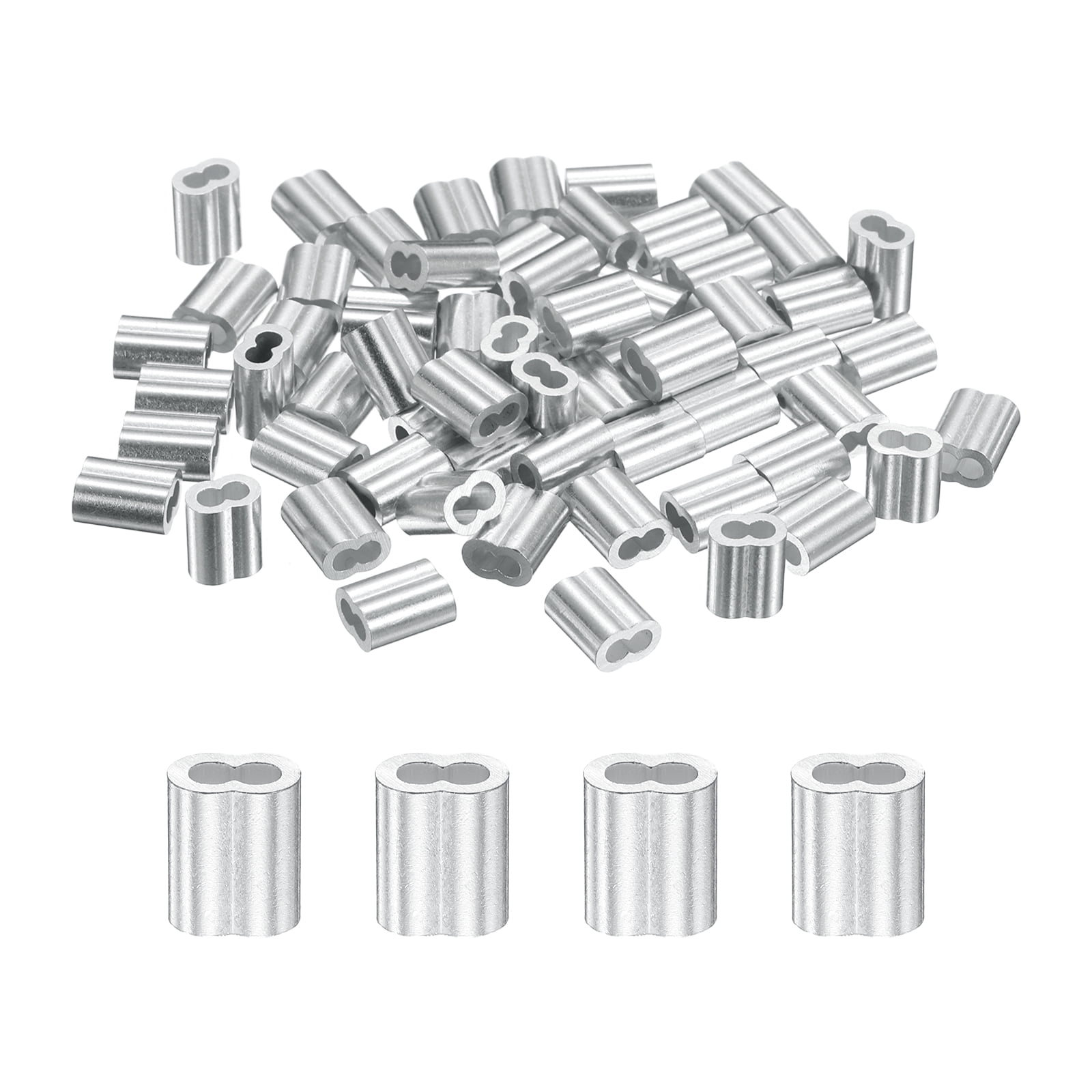 Uxcell 180 Pcs Aluminum Crimping Loop Sleeve,5/64 Inch(2mm) Oval Wire ...