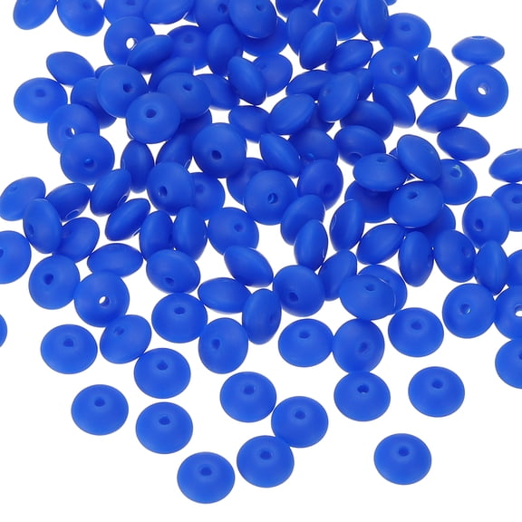 Uxcell 180 Pcs Bulk Silicone Lentil Beads, 12mm Silicone Abacus Beads Colorful Lanyard Beads Loose Beads Crafts for Necklace Bracelet Making Jewelry Keychain Accessories, Dark Blue