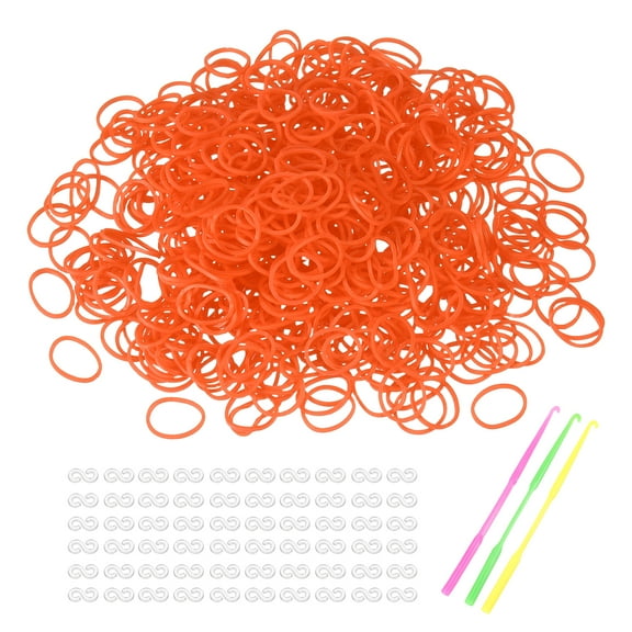 Uxcell 1800 Pcs Loom Rubber Bands Kit with 75 Pcs S-Clips 3-Hooks Orange Red