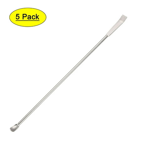 Uxcell 2 in 1 Double Head Stainless Steel Micro Lab Sampling Spoons 5 Pack 7.09 in